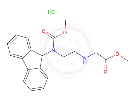 Chemical structure of Glycine, N-[2-[[(9H-fluoren-9-ylmethoxy)carbonyl]amino]ethyl]-, methyl ester, hydrochloride (1:1)