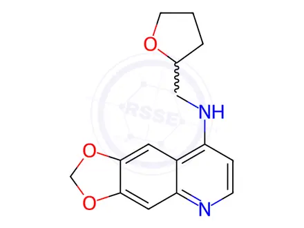 Chemical structure of N-((Tetrahydrofuran-2-yl)methyl)-[1,3]dioxolo[4,5-g]quinolin-8-amine
