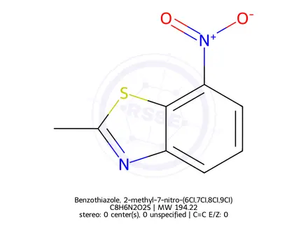 Chemical structure of Benzothiazole, 2-methyl-7-nitro-(6CI,7CI,8CI,9CI)