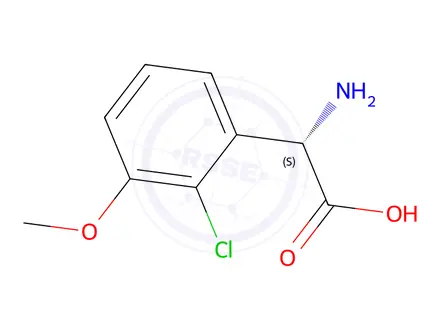 Chemical structure of (2S)-2-amino-2-(2-chloro-3-methoxyphenyl)acetic acid