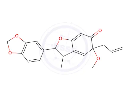 Chemical structure of 1,6-Dihydro-4,7'-Epoxy-1-Methoxy-3',4'-Methylenedioxy-6-Oxo-3,8'-Lignan
