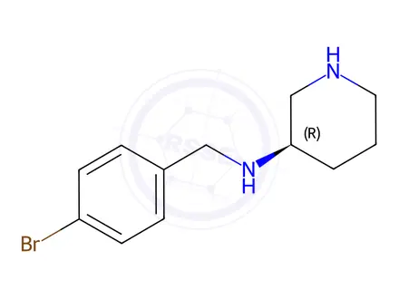 Chemical structure of (R)-N-[(4-Bromophenyl)methyl]piperidin-3-amine dihydrochloride