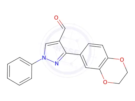 Chemical structure of 3-(2,3-Dihydrobenzo[b][1,4]dioxin-6-yl)-1-phenyl-1h-pyrazole-4-carbaldehyde