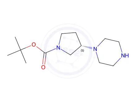 Chemical structure of (S)-tert-Butyl 3-(piperazin-1-yl)pyrrolidine-1-carboxylate
