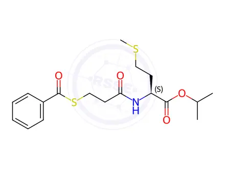 Chemical structure of N-(3-(Benzoylthio)-1-Oxopropyl)-DL-Methionine-1-Methylethyl Ester