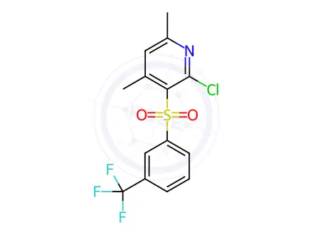 Chemical structure of 2-Chloro-4,6-dimethyl-3-((3-(trifluoromethyl)phenyl)sulfonyl)pyridine