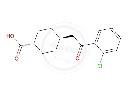 Chemical structure of trans-4-(2-(2-Chlorophenyl)-2-oxoethyl)cyclohexanecarboxylic acid