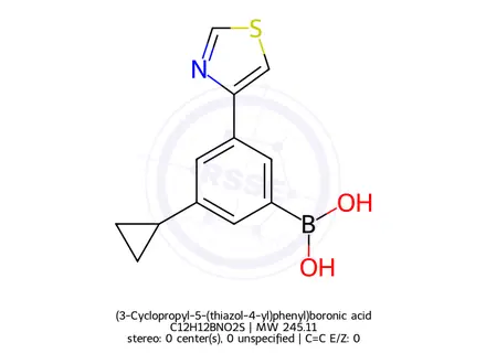 Chemical structure of (3-Cyclopropyl-5-(thiazol-4-yl)phenyl)boronic acid