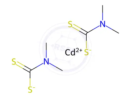 Chemical structure of bis(dimethyldithiocarbamato-S,S')cadmium