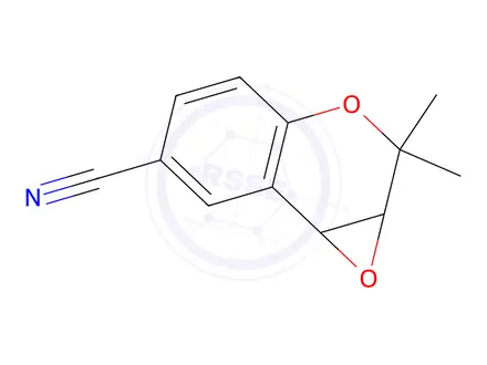 Chemical structure of (1aR,7bR)-2,2-Dimethyl-1a,7b-dihydro-2H-oxireno[2,3-c]chromene-6-carbonitrile
