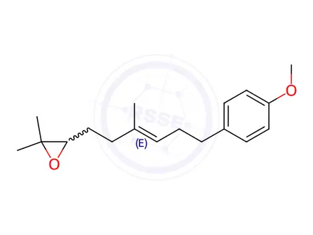 Chemical structure of Oxirane, 3-[(3E)-6-(4-methoxyphenyl)-3-methyl-3-hexen-1-yl]-2,2-dimethyl-