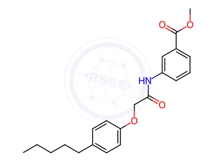 Chemical structure of Benzoic acid, 3-[[2-(4-pentylphenoxy)acetyl]amino]-, methyl ester