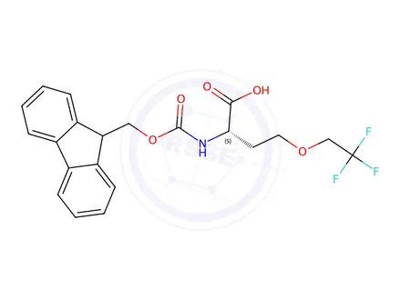 Chemical structure of (2S)-2-{((9H-fluoren-9-ylmethoxy)carbonyl)amino}-4-(2,2,2-tr