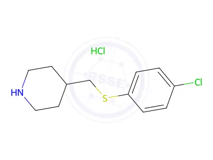 Chemical structure of 4-(((4-Chlorophenyl)thio)methyl)piperidine hydrochloride