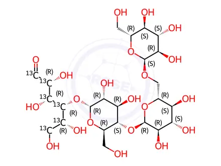 Chemical structure of 6-alpha-D-Glucopyranosyl Maltotriose-13C6