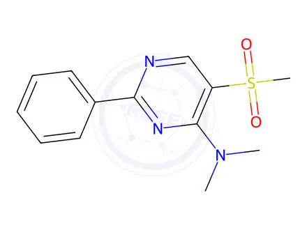 Chemical structure of N,N-dimethyl-5-(methylsulfonyl)-2-phenylpyrimidin-4-amine