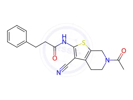 Chemical structure of N-(6-Acetyl-3-cyano-4,5,6,7-tetrahydrothieno[2,3-c]pyridin-2-yl)-3-phenylpropanamide
