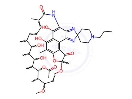 Chemical structure of N-Desisobutyl-N-propyl Rifabutin