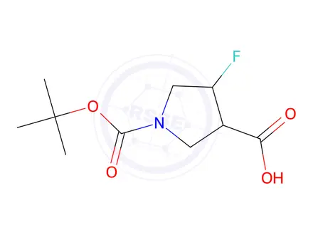 Chemical structure of 1-(Tert-butoxycarbonyl)-4-fluoropyrrolidine-3-carboxylic acid
