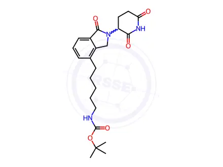 Chemical structure of Carbamic acid, N-[5-[2-(2,6-dioxo-3-piperidinyl)-2,3-dihydro-1-oxo-1H-isoindol-4-yl]pentyl]-, 1,1-dimethylethyl ester