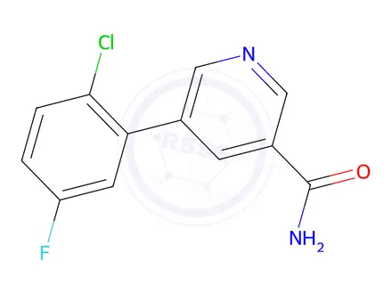 Chemical structure of 5-(2-Chloro-5-fluorophenyl)nicotinamide