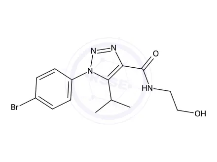 Chemical structure of 1-(4-Bromophenyl)-N-(2-hydroxyethyl)-5-isopropyl-1H-1,2,3-triazole-4-carboxamide