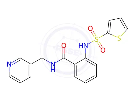 Chemical structure of N-(pyridin-3-ylmethyl)-2-(thiophen-2-ylsulfonylamino)benzamide