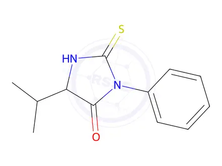 Chemical structure of (S)-5-(1-methylethyl)-3-phenyl-2-thioxoimidazolidin-4-one