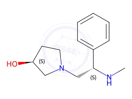 Chemical structure of (S)-1-((S)-2-(Methylamino)-2-Phenylethyl)Pyrrolidin-3-