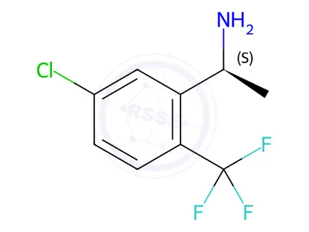 Chemical structure of (S)-1-(5-chloro-2-(trifluoromethyl)phenyl)ethan-1-amine