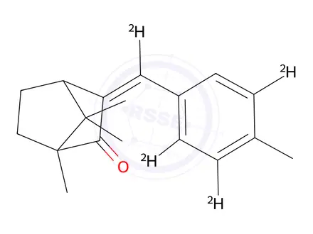 Chemical structure of (±)-3-(4-Methylbenzylidene-d4)camphor