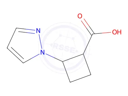Chemical structure of 2-(1H-pyrazol-1-yl)cyclobutane-1-carboxylic acid