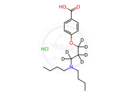Chemical structure of 4-[3-(Dibutylamino)propoxy]benzoic Acid-d6 Hydrochloride