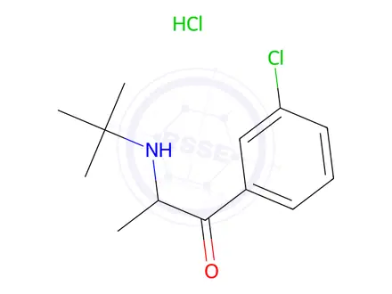 Chemical structure of 2-(tert-butylamino)-3'-chloropropiophenone hydrochloride
