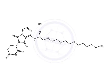 Chemical structure of Pomalidomide-amino-PEG4-NH2 (hydrochloride)