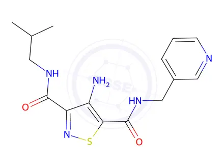 Chemical structure of 4-Amino-N3-isobutyl-N5-(pyridin-3-ylmethyl)isothiazole-3,5-dicarboxamide