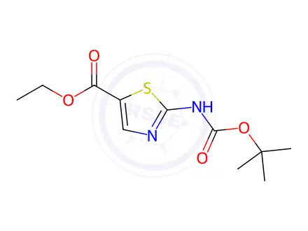 Chemical structure of Ethyl 2-[(tert-butoxycarbonyl)amino]-1,3-thiazole-4-carboxylate