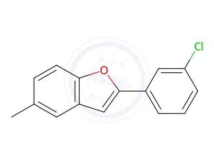 Chemical structure of Benzofuran, 2-(3-chlorophenyl)-5-Methyl-