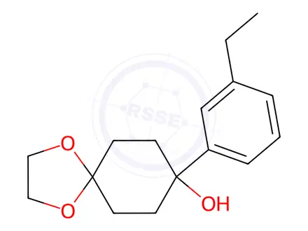Chemical structure of 8-(3-ethylphenyl)-1,4-dioxaspiro[4.5]decan-8-ol