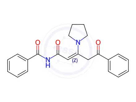 Chemical structure of N-(5-Oxo-5-phenyl-3-(pyrrolidin-1-yl)pent-2-enoyl)benzamide