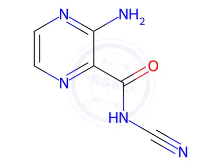 Chemical structure of Pyrazinecarboxamide, 3-amino-N-cyano-(8CI)
