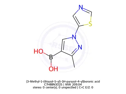 Chemical structure of (3-Methyl-1-(thiazol-5-yl)-1H-pyrazol-4-yl)boronic acid