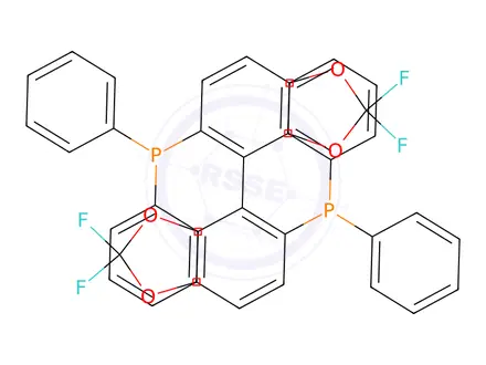Chemical structure of (R)-5,5'-Bis(diphenylphosphino)-2,2,2',2'-tetrafluoro-4,4'-bi-1,3-benzodioxole[(R)-Difluorphos]