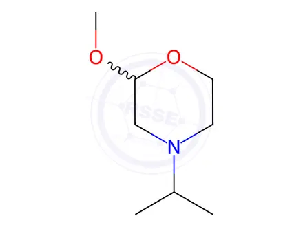 Chemical structure of Morpholine, 2-methoxy-4-(1-methylethyl)-(9CI)