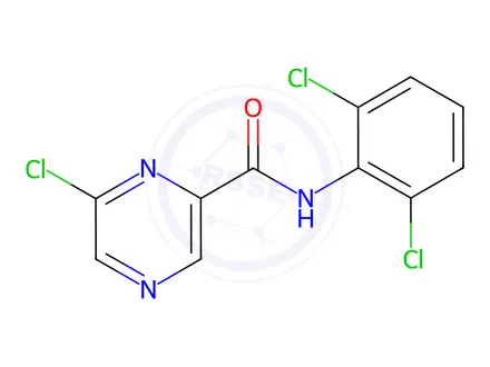 Chemical structure of 6-Chloro-N-(2,6-dichlorophenyl)pyrazine-2-carboxamide