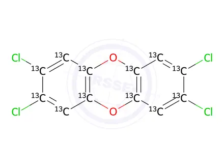 Chemical structure of 2,3,7,8-Tetrachlorodibenzo-p-dioxin-13C12