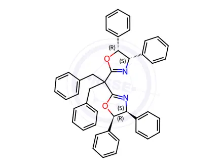 Chemical structure of (4S,4'S,5R,5'R)-2,2'-(1,3-Diphenylpropane-2,2-diyl)bis(4,5-diphenyl-4,5-dihydrooxazole)