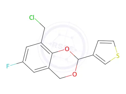 Chemical structure of 8-(Chloromethyl)-6-fluoro-2-(thiophen-3-yl)-2,4-dihydro-1,3-benzodioxine