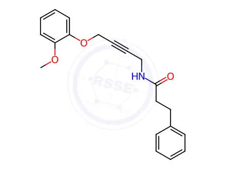 Chemical structure of N-(4-(2-Methoxyphenoxy)but-2-yn-1-yl)-3-phenylpropanamide