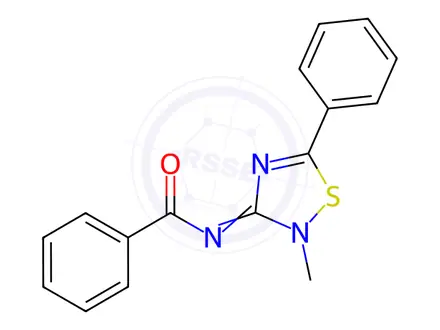 Chemical structure of N-(2-Methyl-5-phenyl-1,2,4-thiadiazol-3(2H)-ylidene)benzamide